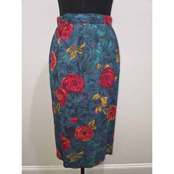 Vintage St Gillian Womens Silk Floral Faux Suede Dress Size 4 Classic Timeless - Picture 7 of 10